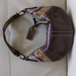 Coach Brown and Gold Shoulder Bag